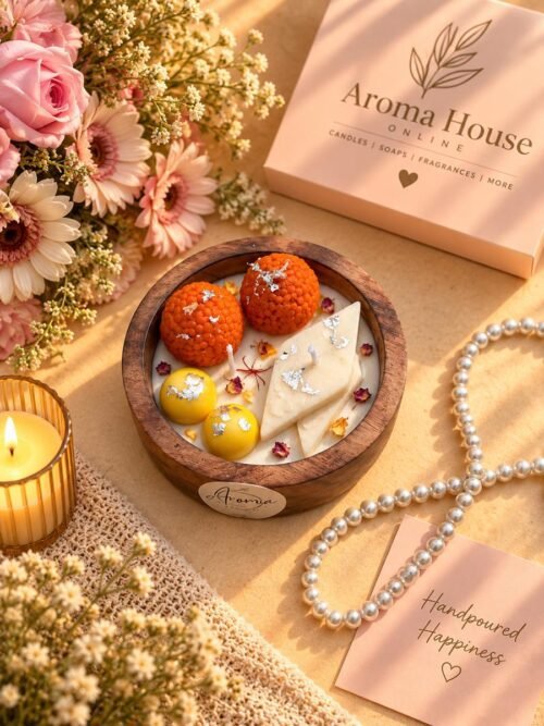 Wooden Mithai Platter Candle
