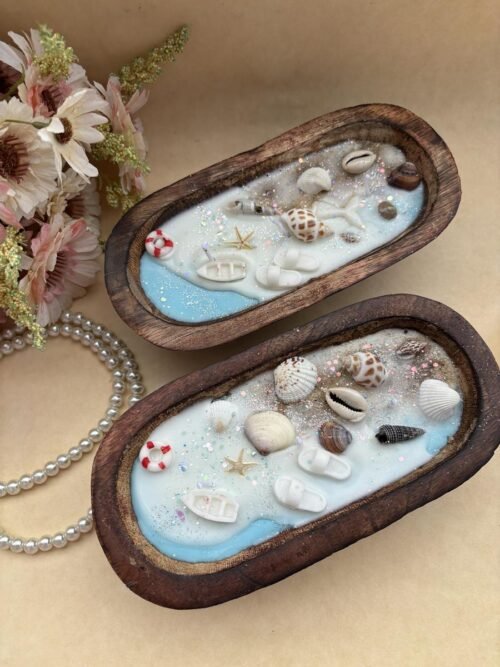 Wooden Boat Ocean Theme Candle