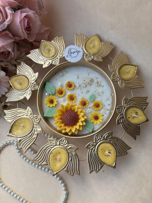 Sunflower Kamal Urli Candle