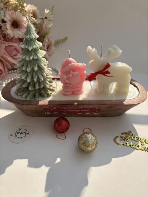 Christmas Theme Wooden Boat Candle