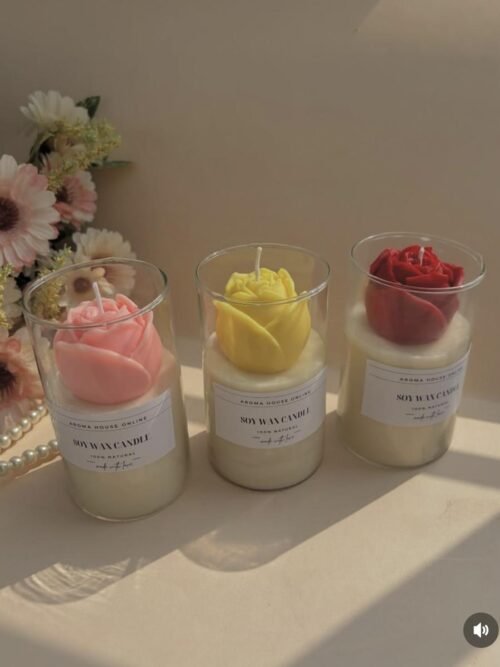 Rose Long Glass Jar Candle