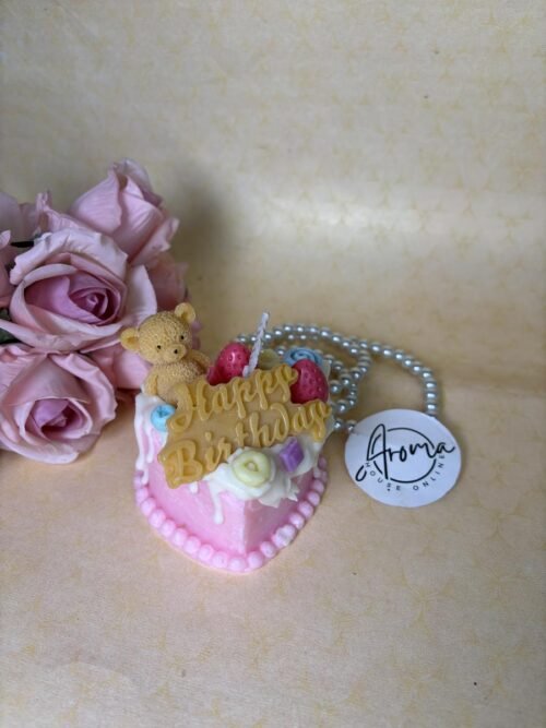 Birthday Teddy Heart Cake Candle