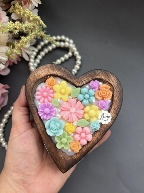 Wooden Heart Candle (Small)