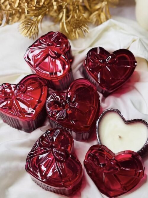 Red Heart Jar Candle