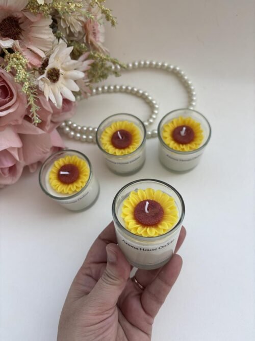 Sunflower Short Glass Candle