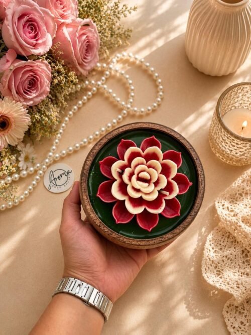 Lotus Wooden Jar Candle