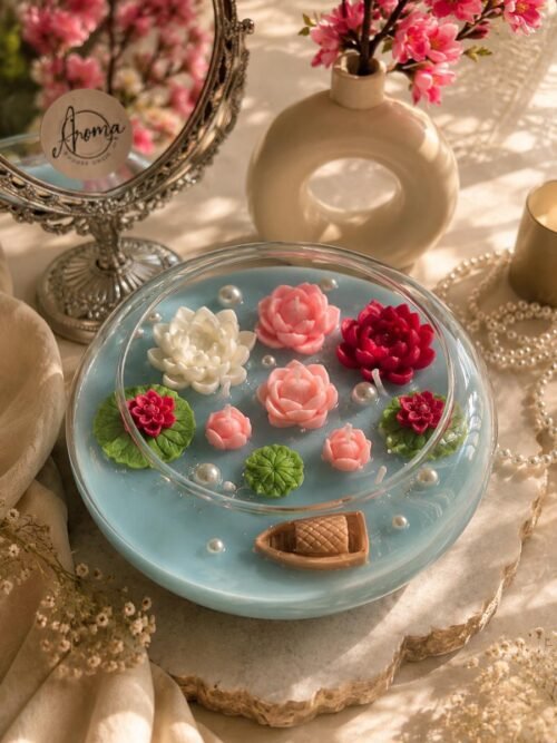 Lotus Pond Glass Urli Candle