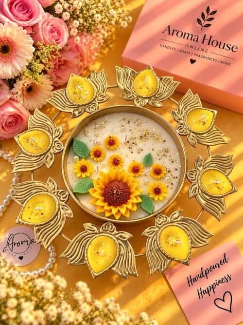 Sunflower Kamal Urli Candle